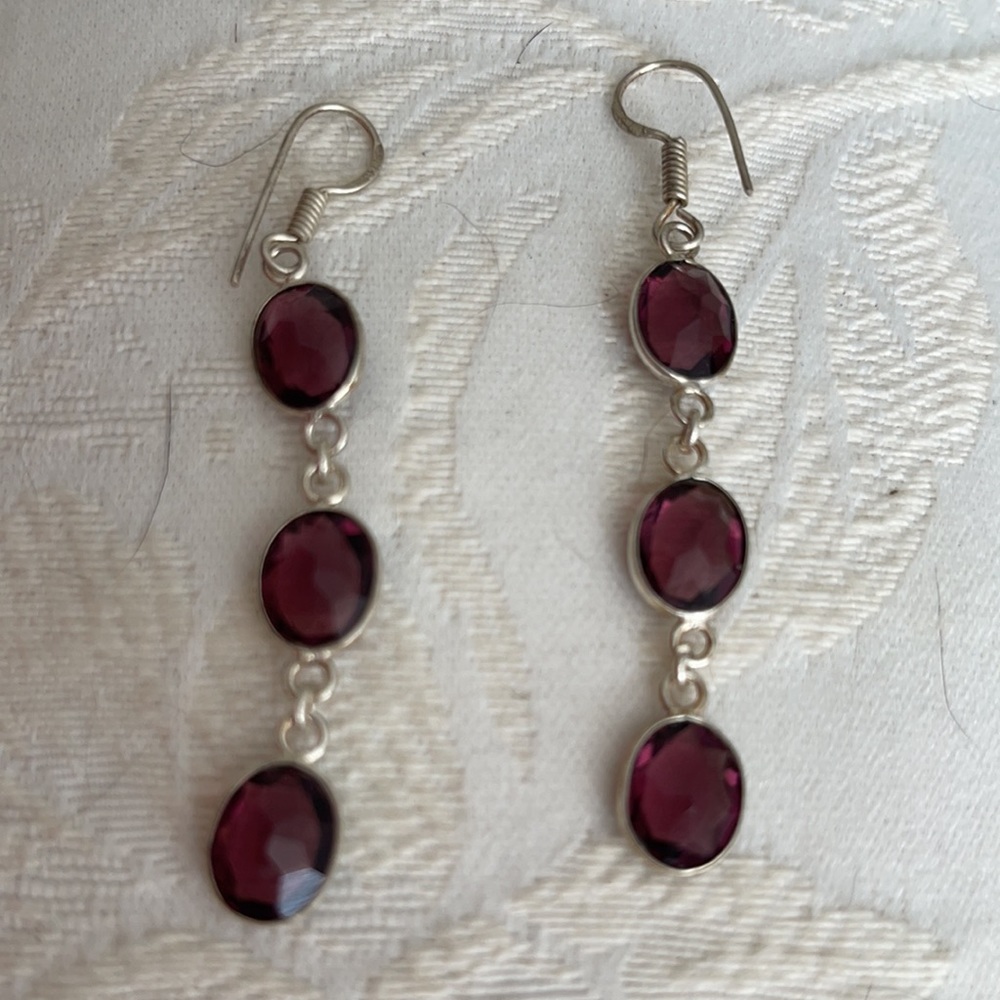 Handmade! Genuine amethyst light color in a 3 stone 925 silver - Picture 3 of 5